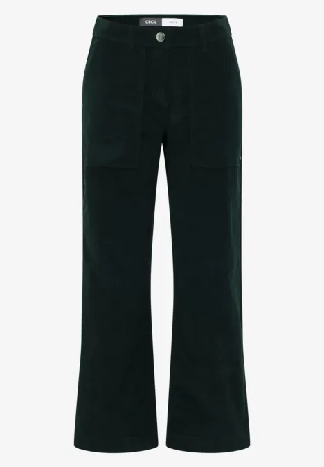 Wide Leg Cordhose ink green