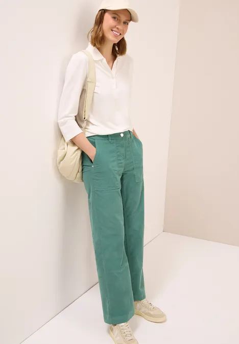 Wide Leg Cordhose jewel green