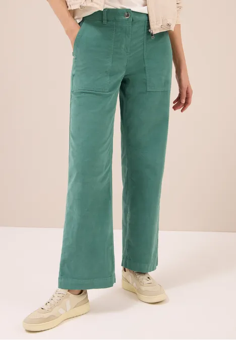 Wide Leg Cordhose jewel green
