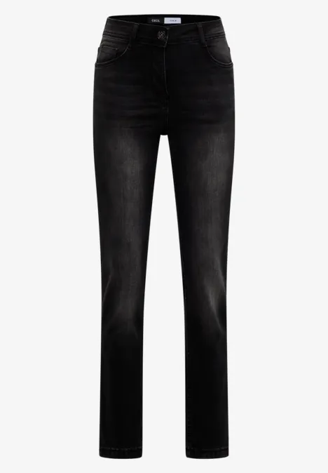 Straight Leg Jeans black used wash