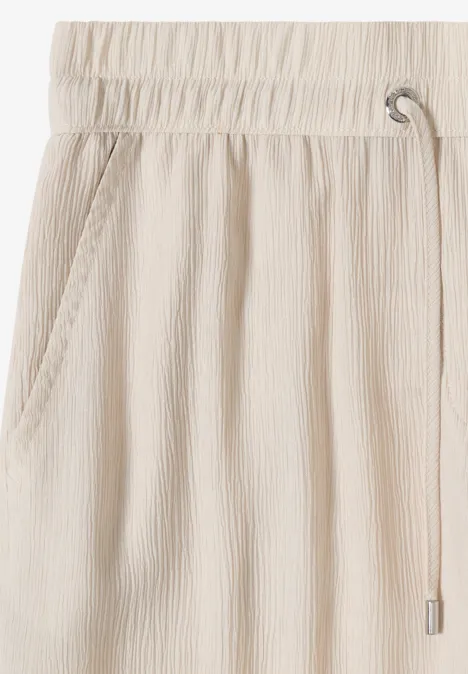 High Waist Straight Leg Hose im Loose Fit grain beige Beige Leinenhose mit elastischem Bund, Tunnelzug und seitlichen Taschen, lässig und leicht