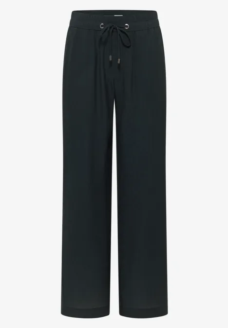 High Waist straight legs broek in Loose Fit palm breeze green Zwarte, losvallende broek met wijde pijpen en koordsluiting in de taille, casual stijl.