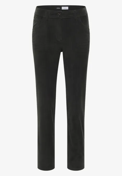 Schwarze Cordhose mit geradem Schnitt und aufgesetzten Taschen