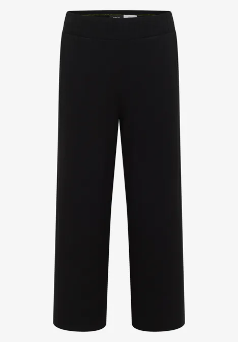 3/4 Wide Leg Hose im Casual Fit Black Schwarze, locker geschnittene Hose mit weitem Bein und elastischem Bund.