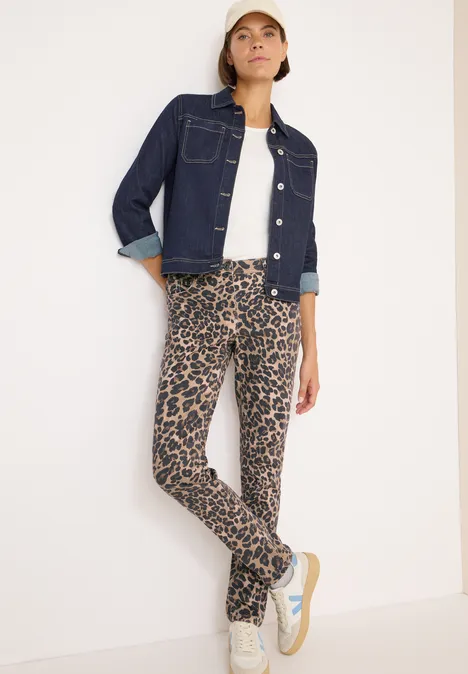 Jeans im Leo-Look sandalwood beige