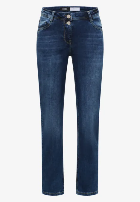 Straight Leg Jeans mid blue used wash