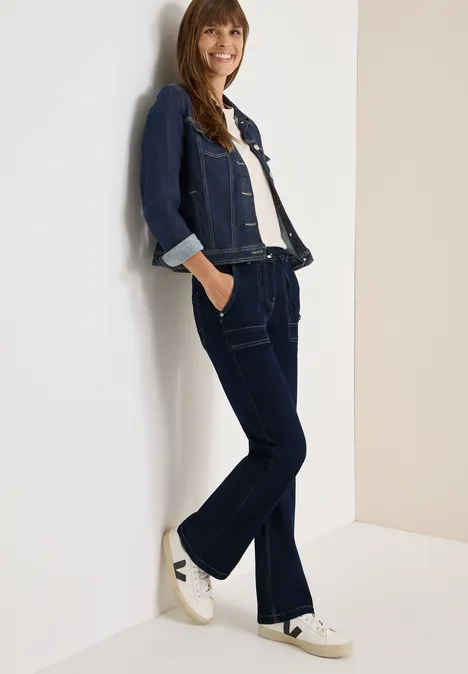 Uitgerolde Bootcut jeans rinsed wash