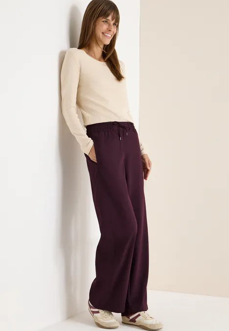 Wide Leg Hose eggplant red