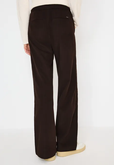 Wide Leg Twill Pantalon tartufo brown