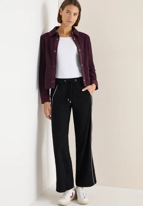 Wide Leg Hose mit Tape Black