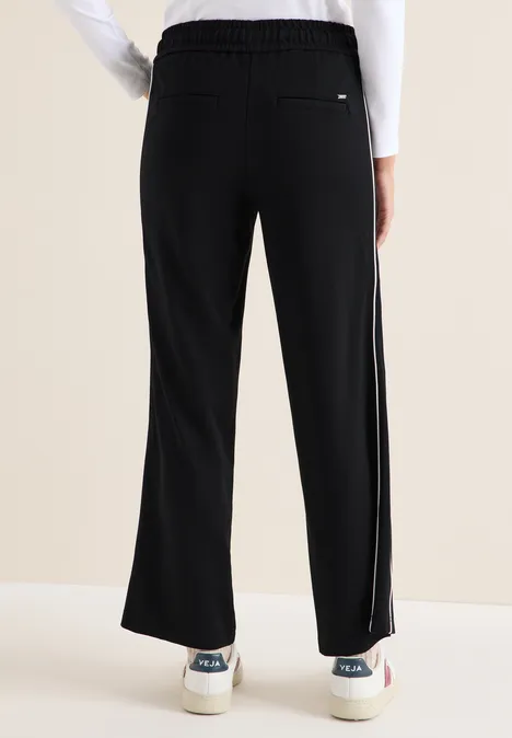 Wide Leg Hose mit Tape Black