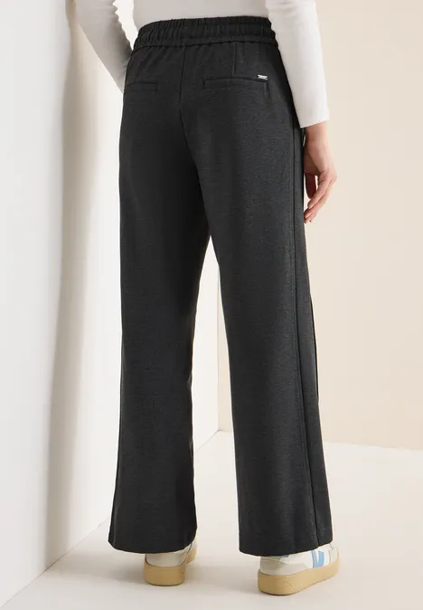 Wide Leg Hose mit Tape deep grey melange Wide Leg Hose mit Tape deep grey melange