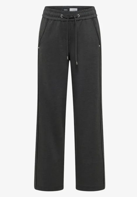 Wide Leg Hose mit Tape deep grey melange Wide Leg Hose mit Tape deep grey melange