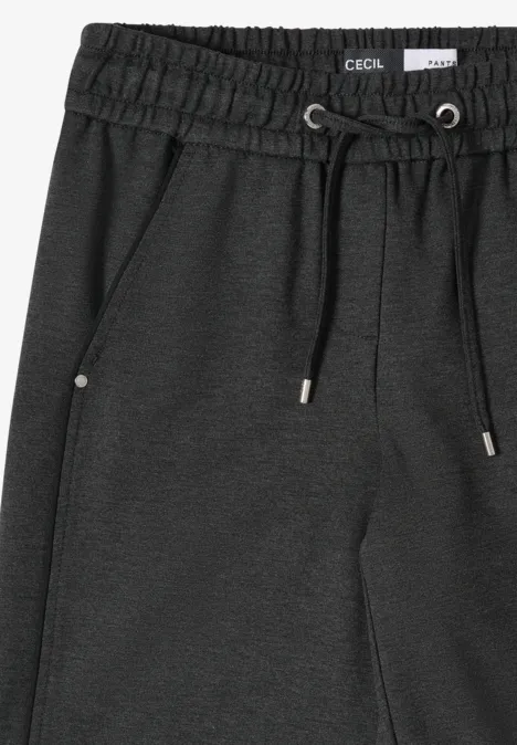 Wide Leg Hose mit Tape deep grey melange Wide Leg Hose mit Tape deep grey melange