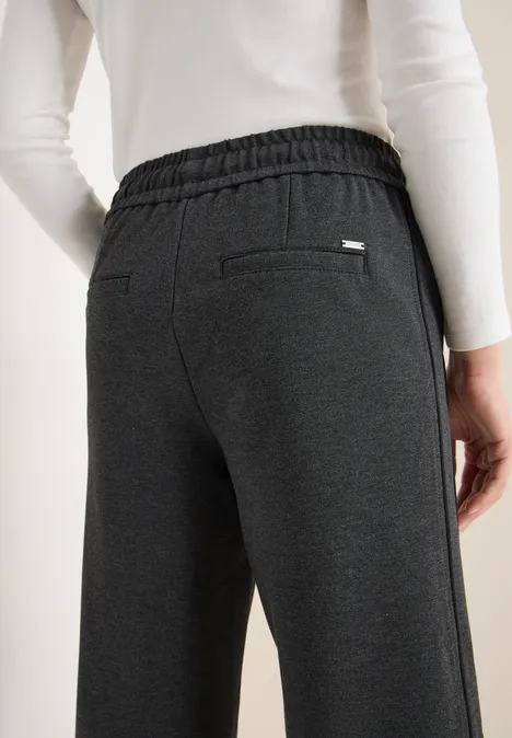 Wide Leg Hose mit Tape deep grey melange Wide Leg Hose mit Tape deep grey melange
