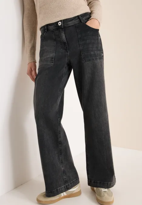 Wide Leg Jeans dark grey washed