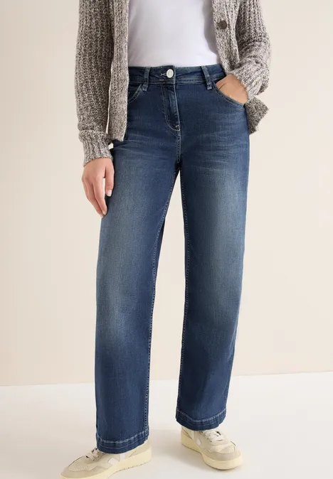 Straight Leg Jeans mid blue used wash