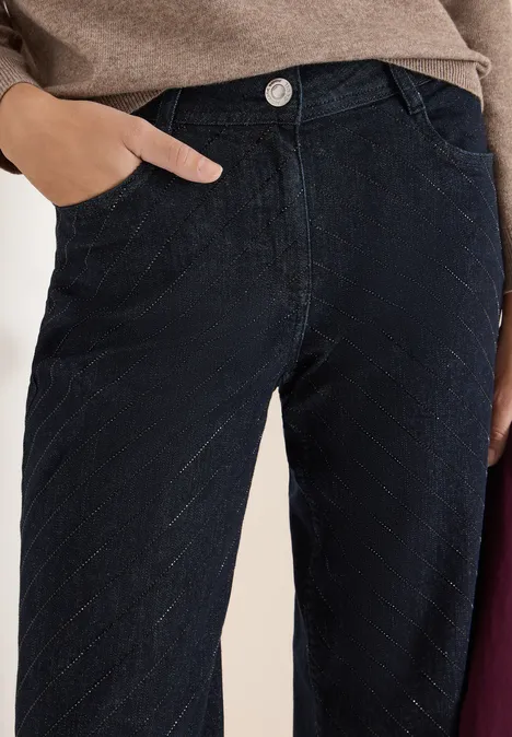 Jeans avec pierres précieuses Dark blue wash