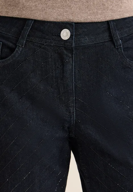 Jeans avec pierres précieuses Dark blue wash