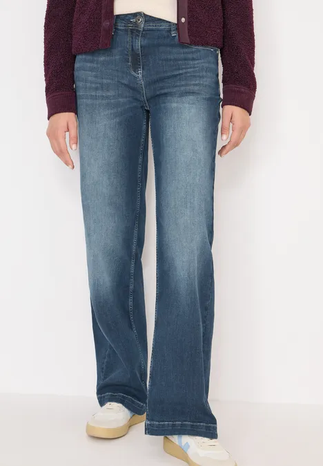 Wide Leg Jeans mid blue used wash