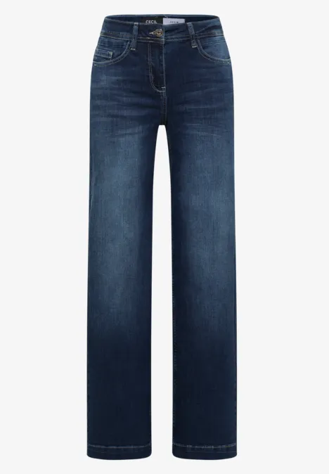 Wide Leg Jeans mid blue used wash