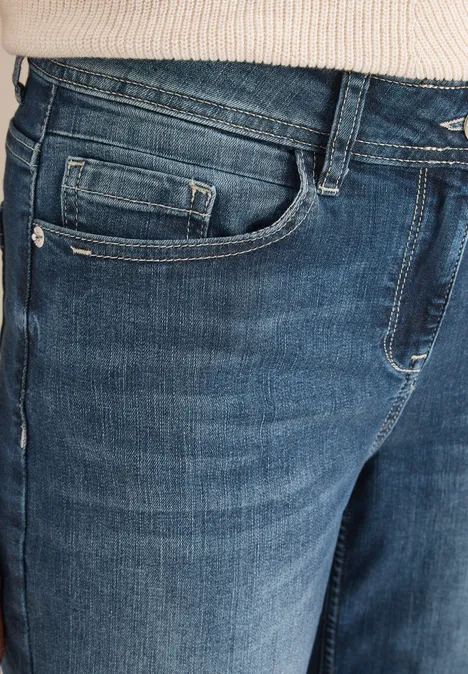 Wide Leg Jeans mid blue used wash