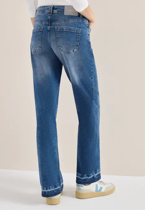Jeansy z detalami na dole mid blue used wash