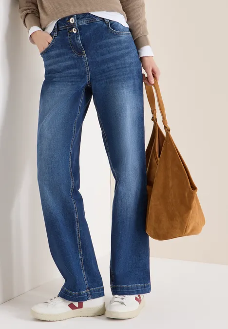 Wide Leg Jeans mid blue used wash