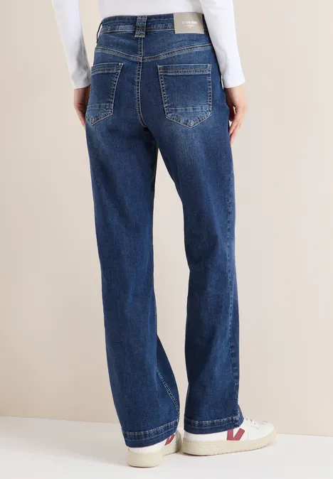 Wide Leg Jeans mid blue used wash