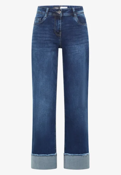 Wide Leg Washed-Look Jeans mid blue used wash Wide Leg Washed-Look Jeans mid blue used wash