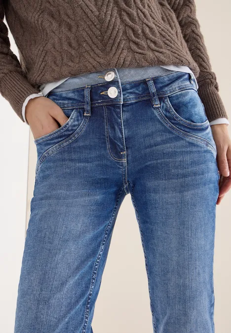 Jeans avec double ceinture mid blue wash Jeans avec double ceinture mid blue wash