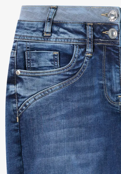 Jeans avec double ceinture mid blue wash Jeans avec double ceinture mid blue wash