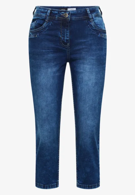 3/4 Slim Leg Jeans im Casual Fit mid blue used wash 3/4 Slim Leg Jeans im Casual Fit mid blue used wash