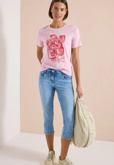 3/4 Slim Leg jeans in casual fit light blue washed