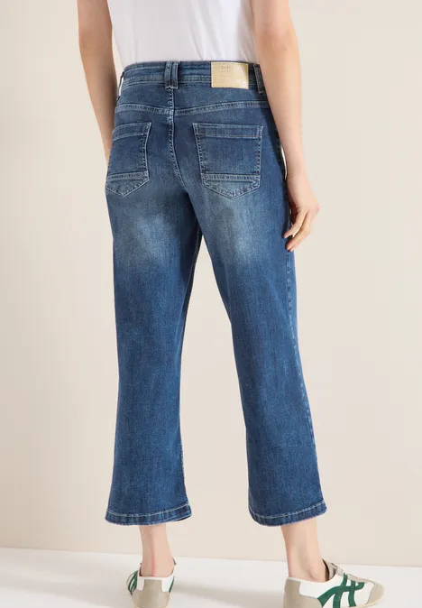 High Waist Wide Legs jeans in Loose Fit mid blue used wash