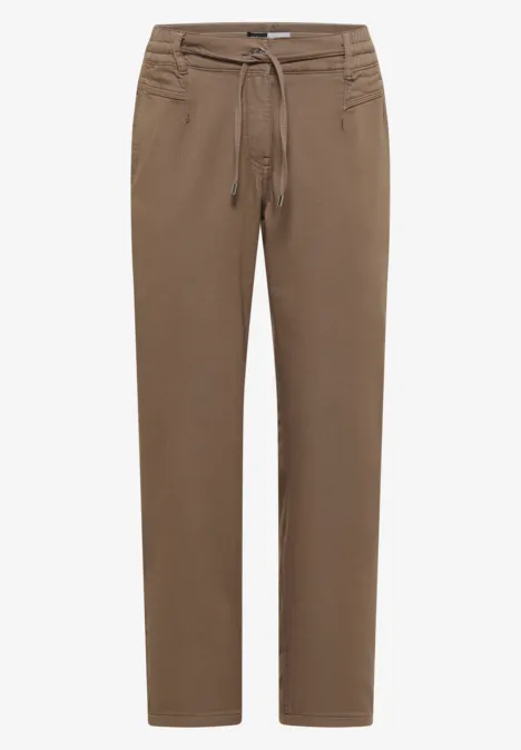 Mid Waist Slim Leg Hose im Loose Fit coffee taupe