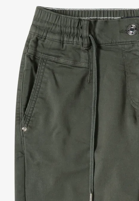 Mid Waist Slim Leg Hose im Loose Fit sea weed khaki