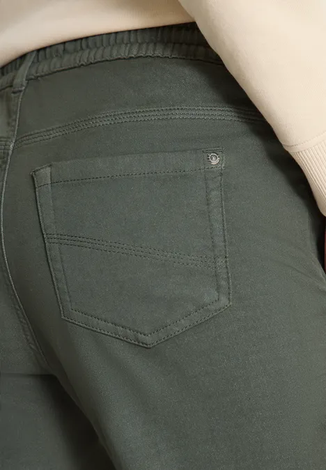 Mid Waist Slim Leg Hose im Loose Fit sea weed khaki