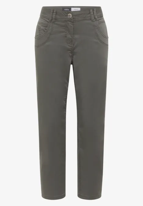 Mid Waist Slim Leg Hose im Casual Fit clear khaki