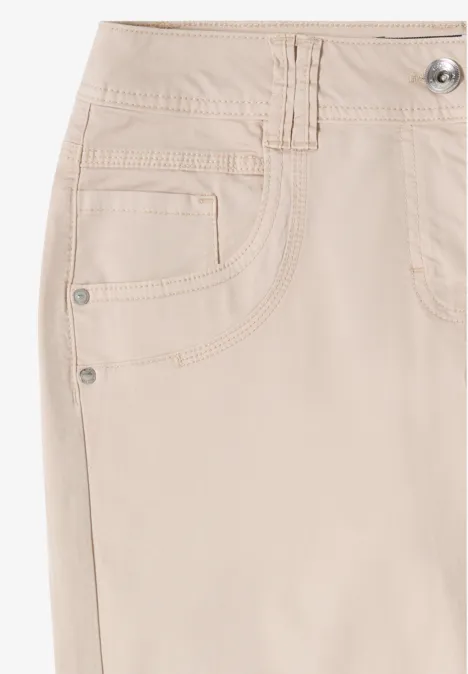 Mid Waist Slim Leg Hose im Casual Fit grain beige