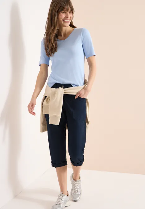 Mid Waist Casual Fit Hose mit Turn Up universal blue
