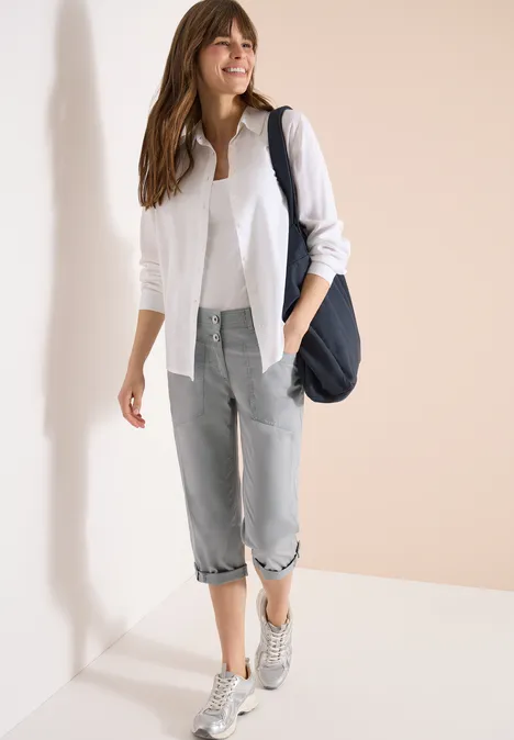 Mid Waist Casual Fit Hose mit Turn Up obelisk grey
