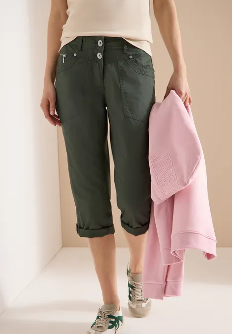 Mid Waist Casual Fit Hose mit Turn Up clear khaki