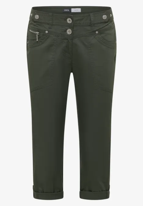 Mid Waist Casual Fit Hose mit Turn Up clear khaki