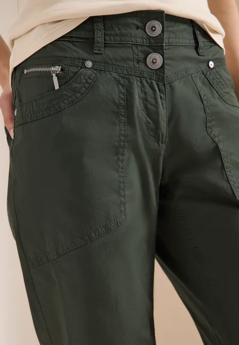 Mid Waist Casual Fit Hose mit Turn Up clear khaki