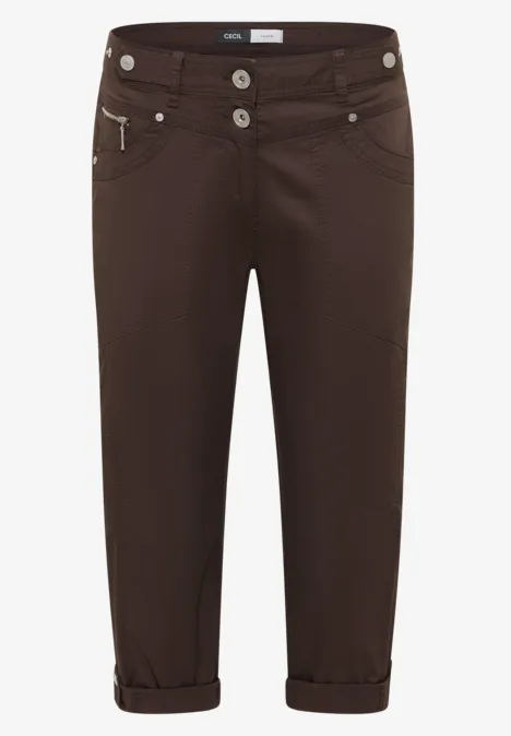 Mid Waist Casual Fit Hose mit Turn Up brown cacao