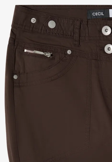 Mid Waist Casual Fit Hose mit Turn Up brown cacao