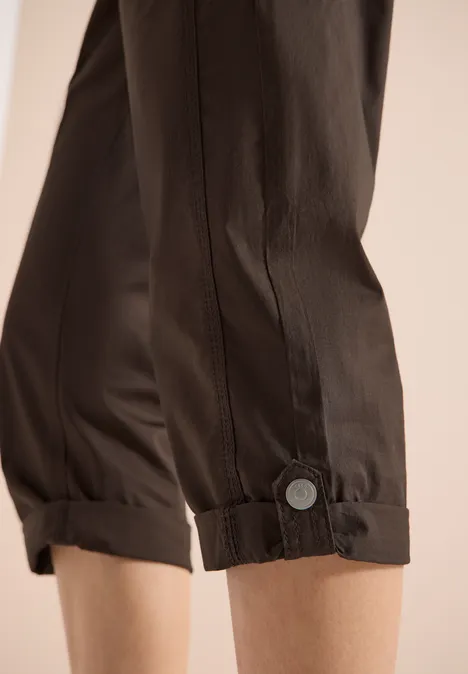 Mid Waist Casual Fit Hose mit Turn Up brown cacao