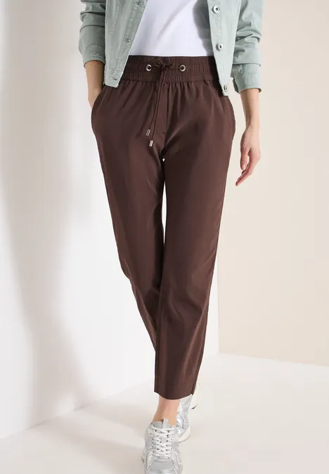Mid Waist Slim Leg Hose im Casual Fit brown cacao