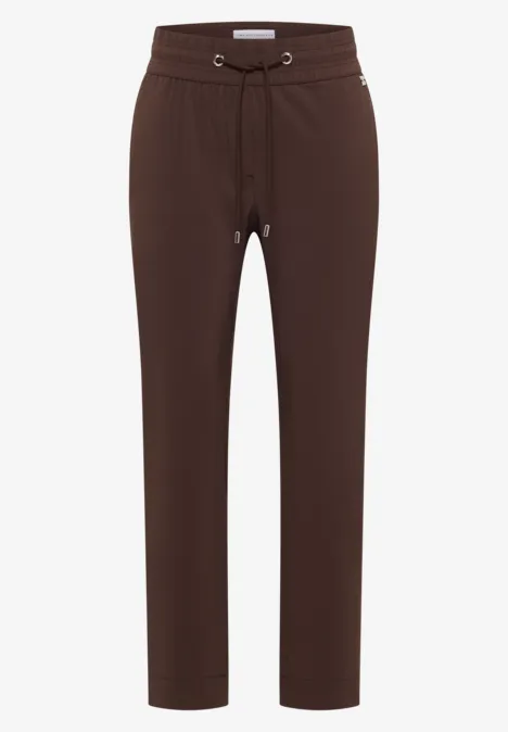 Mid Waist Slim Leg Hose im Casual Fit brown cacao